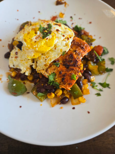 🐟 Campfire Salmon Hash with Fried Egg & Avocado